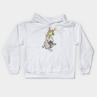 Bobtail BunnyCat: Silver-Amber Tabby (Yellow) Kids Hoodie